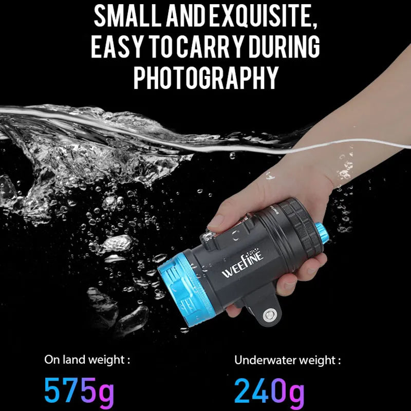 Weefine WF106 Smart Focus 5000 V2 Video Light with LED Flash Function for Scuba Diving Underwater Photography