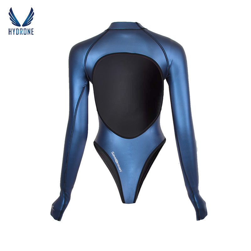 T-Back Spring Suit Women‘s Freediving Wetsuit 2mm Neoprene Long Sleeve Open-Back Bikini Bodysuit | SaveOcean