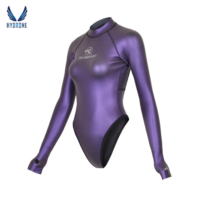 T-Back Spring Suit Women‘s Freediving Wetsuit 2mm Neoprene Long Sleeve Open-Back Bikini Bodysuit | SaveOcean