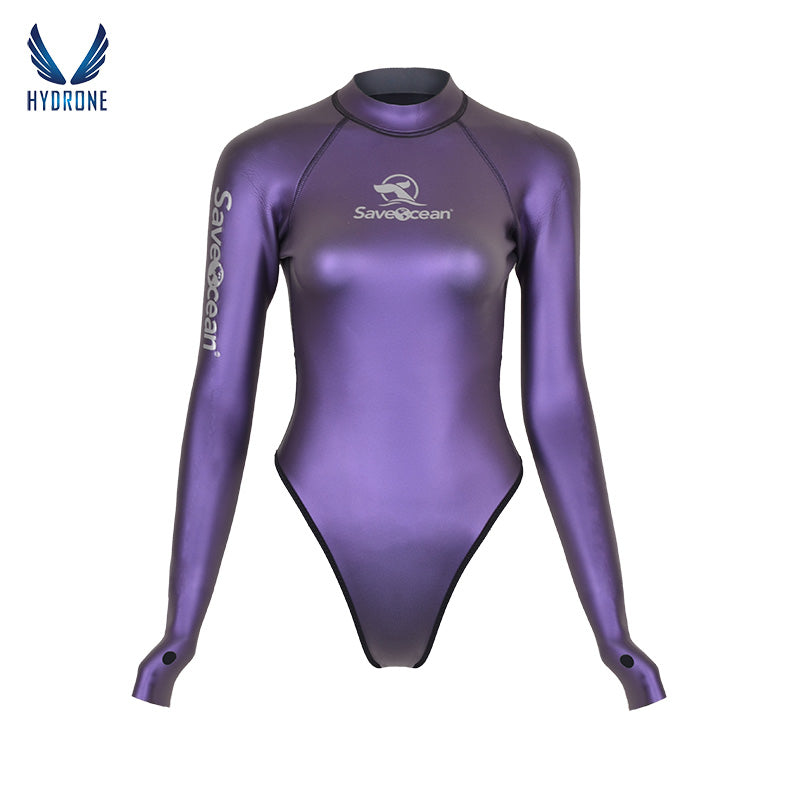 T-Back Spring Suit Women‘s Freediving Wetsuit 2mm Neoprene Long Sleeve Open-Back Bikini Bodysuit | SaveOcean