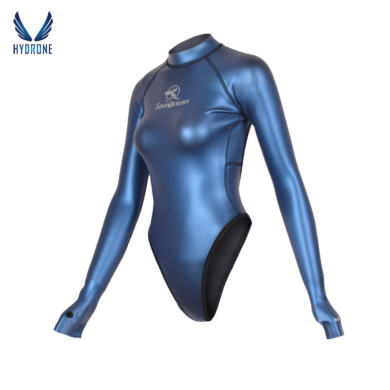 T-Back Spring Suit Women‘s Freediving Wetsuit 2mm Neoprene Long Sleeve Open-Back Bikini Bodysuit | SaveOcean