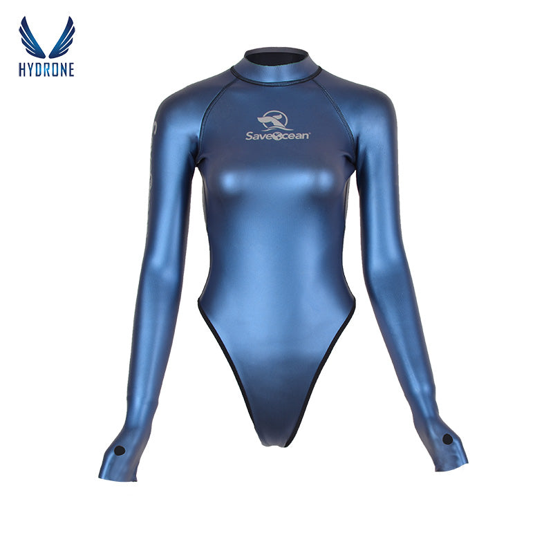 T-Back Spring Suit Women‘s Freediving Wetsuit 2mm Neoprene Long Sleeve Open-Back Bikini Bodysuit | SaveOcean