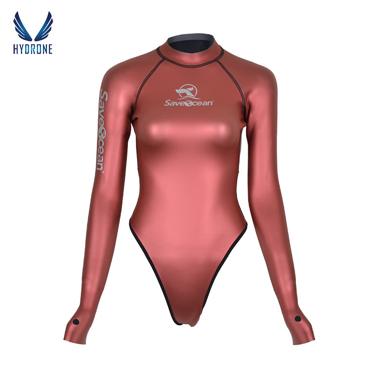 T-Back Spring Suit Women‘s Freediving Wetsuit 2mm Neoprene Long Sleeve Open-Back Bikini Bodysuit | SaveOcean