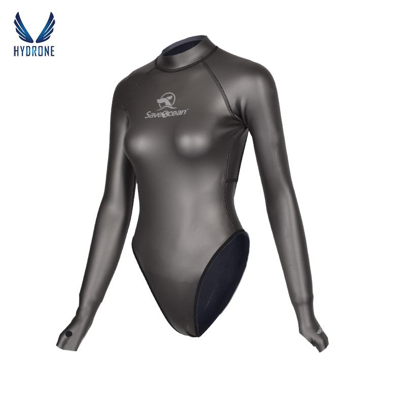 T-Back Spring Suit Women‘s Freediving Wetsuit 2mm Neoprene Long Sleeve Open-Back Bikini Bodysuit | SaveOcean