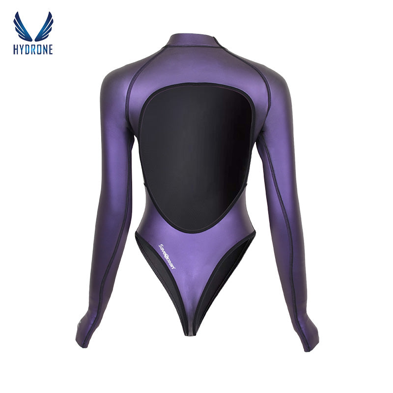 T-Back Spring Suit Women‘s Freediving Wetsuit 2mm Neoprene Long Sleeve Open-Back Bikini Bodysuit | SaveOcean