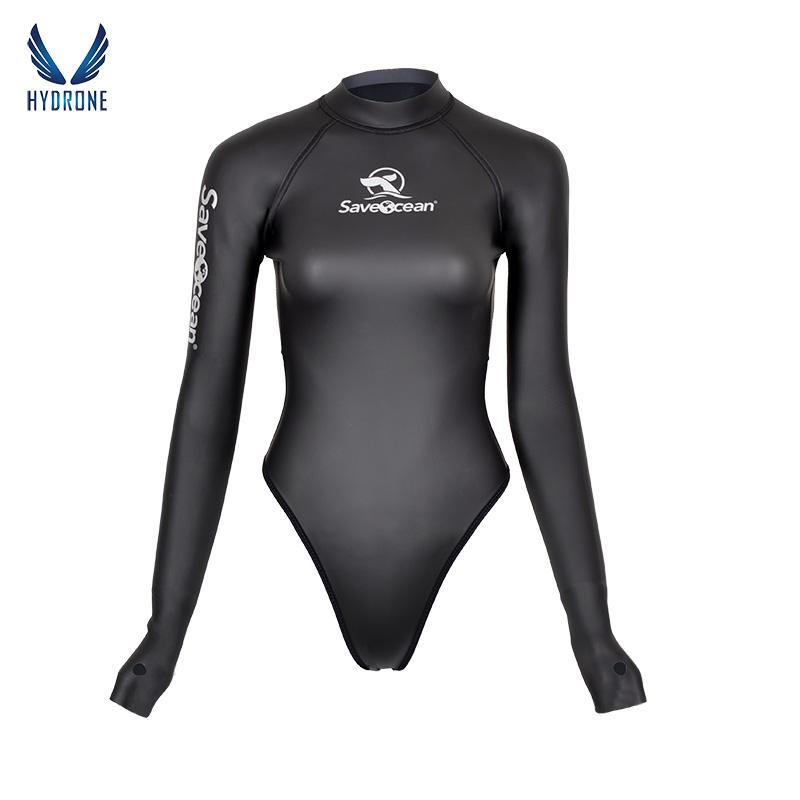 T-Back Spring Suit Women‘s Freediving Wetsuit 2mm Neoprene Long Sleeve Open-Back Bikini Bodysuit | SaveOcean