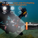 OrcaTorch D910V Scuba Diving Video Light 5000-Lumen Underwater Photography Flashlight with 120 Degree Wide Angle Beam