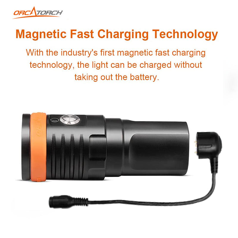 OrcaTorch D910V Scuba Diving Video Light 5000-Lumen Underwater Photography Flashlight with 120 Degree Wide Angle Beam