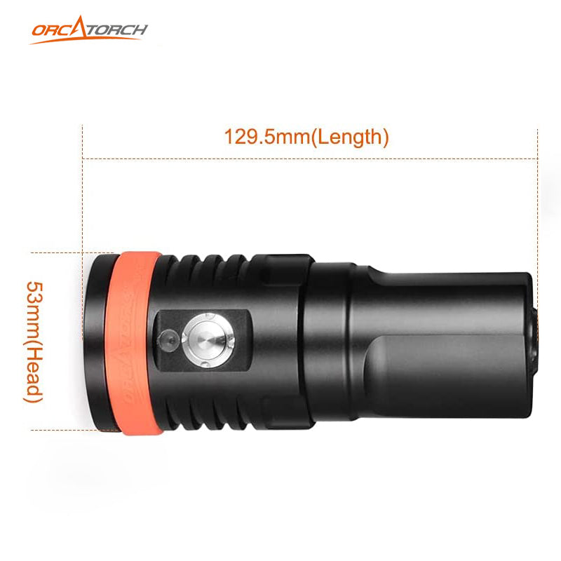 OrcaTorch D910V Scuba Diving Video Light 5000-Lumen Underwater Photography Flashlight with 120 Degree Wide Angle Beam