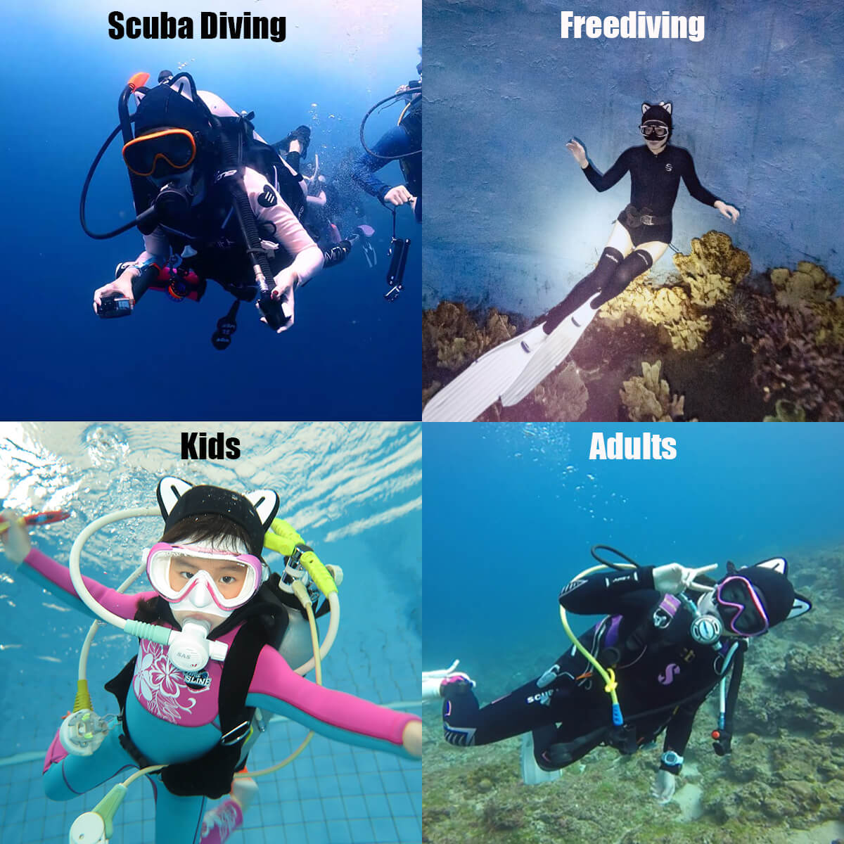 3mm Cartoon Cat Wetsuit Hood Kitty Scuba Diving Hood Surfing | HYDRONE