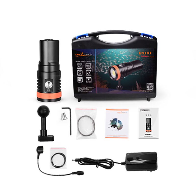 OrcaTorch D910V Scuba Diving Video Light 5000-Lumen Underwater Photography Flashlight with 120 Degree Wide Angle Beam