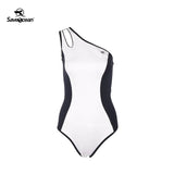 Women‘s Sleeveless Wetsuit 1.5mm One Piece One Shoulder Swimsuit | SaveOcean