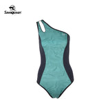 Women‘s Sleeveless Wetsuit 1.5mm One Piece One Shoulder Swimsuit | SaveOcean