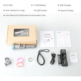 Weefine WF088 Solar Zoom 1500-Lumen Waterproof Flashlight for Diving Supplies
