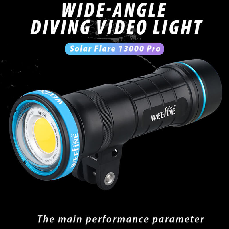 Weefine WF094 Solar Flare 13000 Pro Wide-Angle Video Light Scuba Diving Waterproof Flashlight Underwater Photography Videography