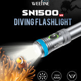 WEEFINE WF100 SN 1500 V2 LED Torch Scuba Diving Flashlight Underwater Photography Lamp