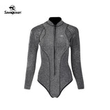 SaveOcean 2mm Starlight Front-Zipper Bikini Wetsuit Long-Sleeve Women's Suit