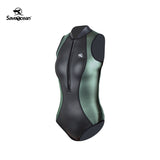 Women‘s Sleeveless Wetsuit 2mm Neoprene Front Zipper Bikini Bodysuit | SaveOcean