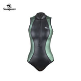 Women‘s Sleeveless Wetsuit 2mm Neoprene Front Zipper Bikini Bodysuit | SaveOcean