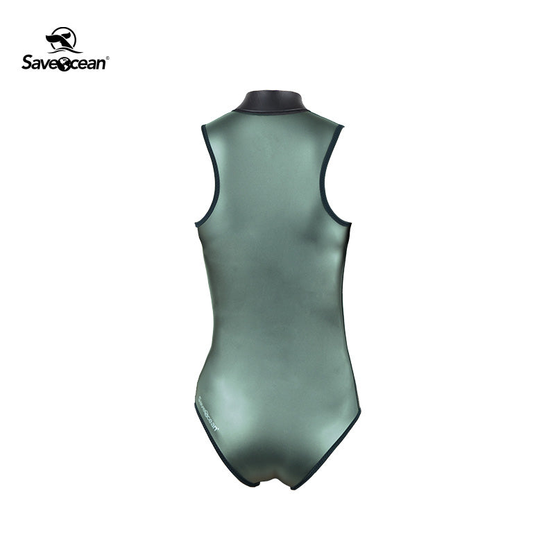 Women‘s Sleeveless Wetsuit 2mm Neoprene Front Zipper Bikini Bodysuit | SaveOcean