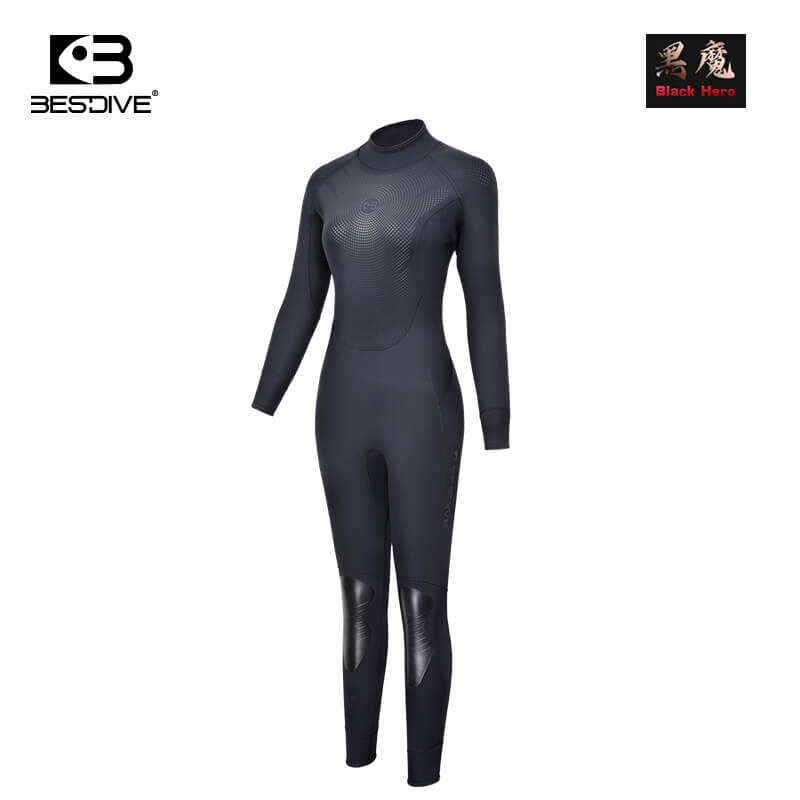 Bestdive Black Hero 2.5mm 3.5mm 5mm 1-Piece Women's Wetsuit Yamamoto Neoprene Scuba Suit Long-Sleeve Back-Zipper Diving Suit