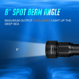 OrcaTorch D511 Scuba Diving Light 2200-Lumen Underwater Flashlight with 8 Spot Degrees Beam IP68 Waterproof Night Dive Torch