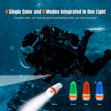 OrcaTorch SD03 Dive Beacon 4-Color-in-1 (Blue Red White Green) Scuba Diving Signal Light with Constant Light or Flashing Mode