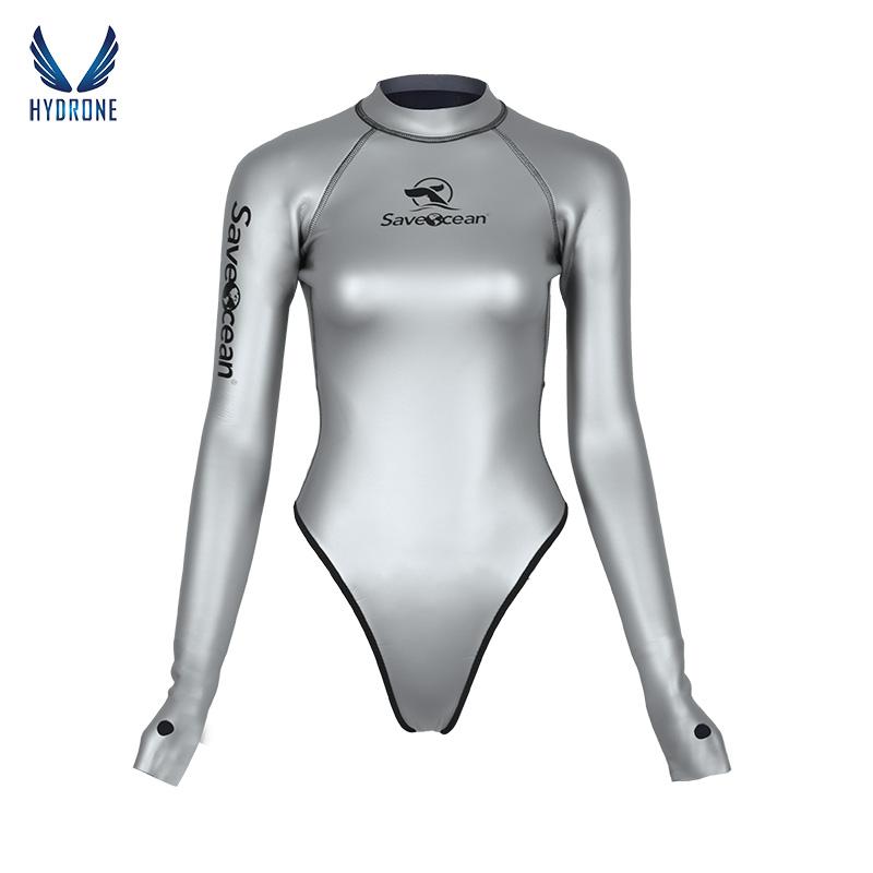 Neoprene wetsuit - Sylvia onepiece in silver - NOW THEN