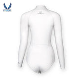 2mm White Long Sleeve Front Zipper Bikini Bottom One Piece Wetsuit | SaveOcean