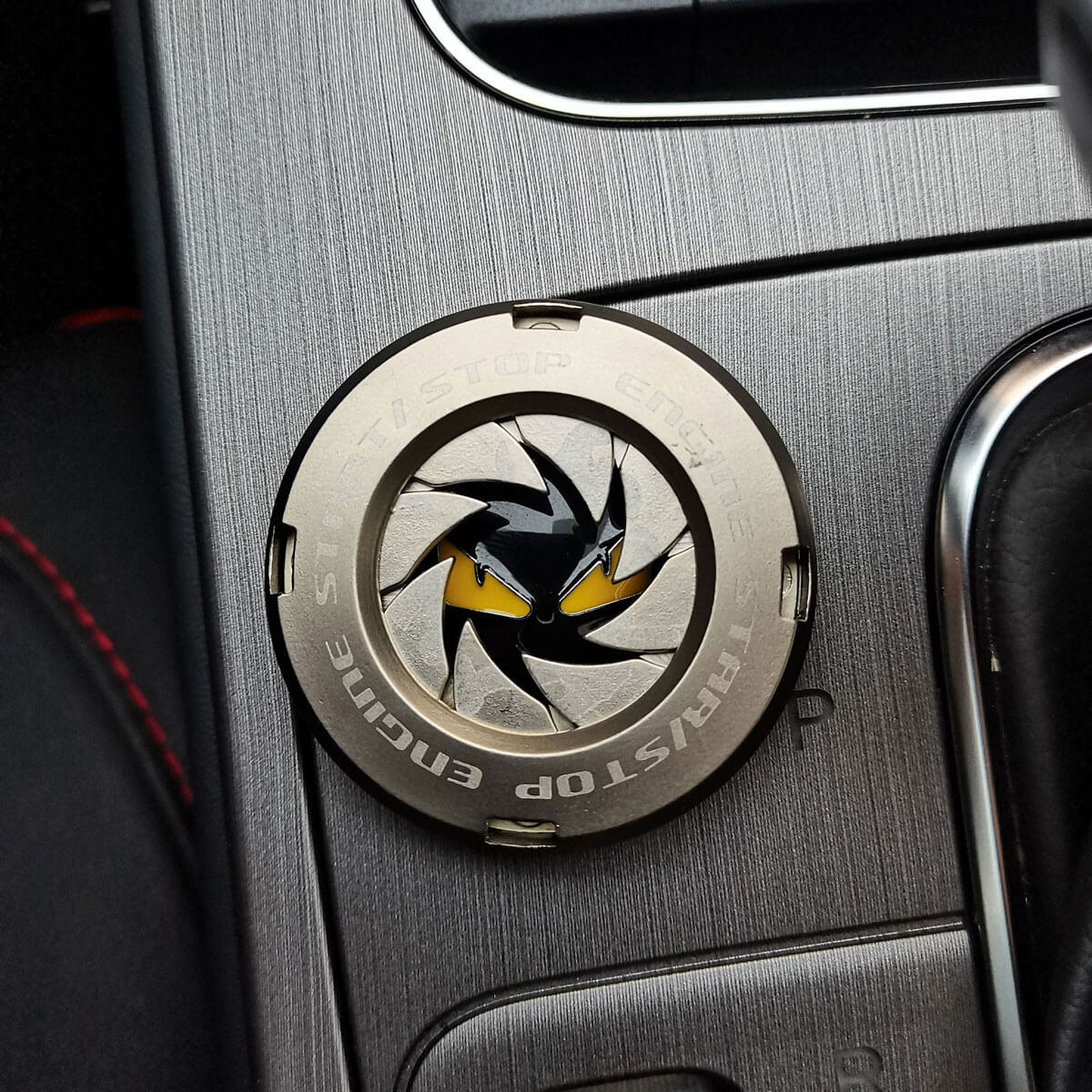 Car Start Button Cover - Metal Rocker Switch Protector, Universal Fit For Most Round Ignition Buttons (Black)