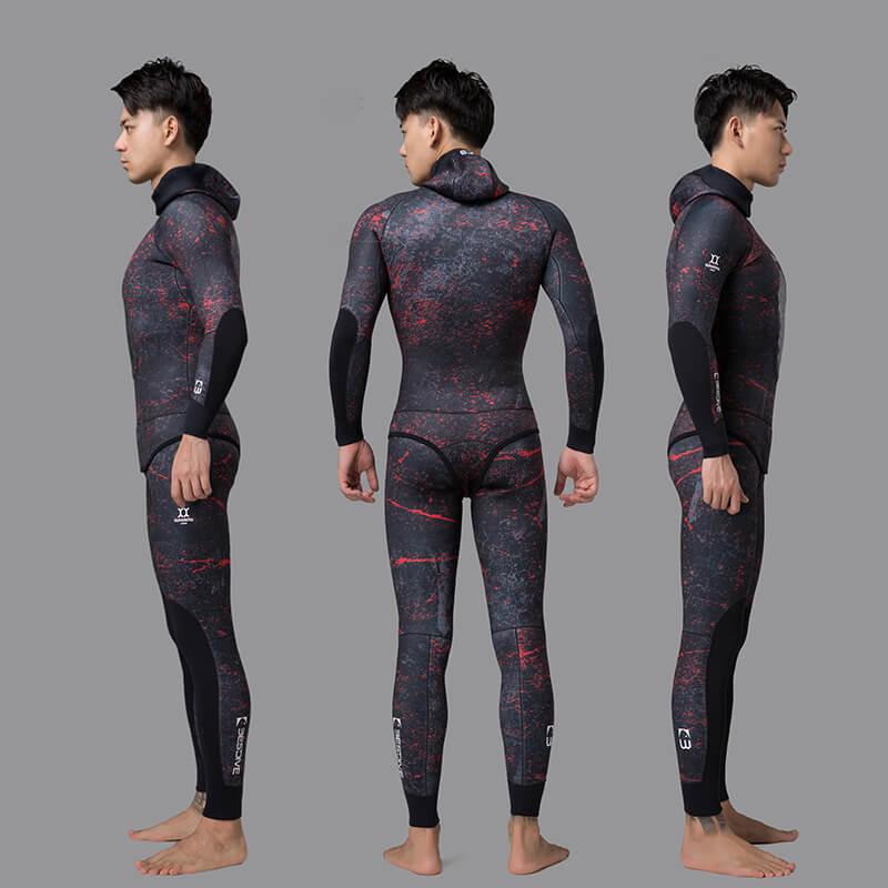 Cheap Spearfishing full wetsuit with hoodie 3mm neoprene for men suit for  diving swimming surfing