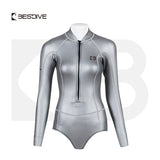 Bestdive 2/3mm Classic Smoothskin Women's Spring Wetsuit Front Zipper Bodysuit Bikini