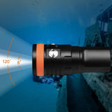 OrcaTorch D900V Scuba Diving Video Light 2200-Lumen Red UV Neutral White Cool White Light with Flood & Spot Beam Underwater Photography Flashlight