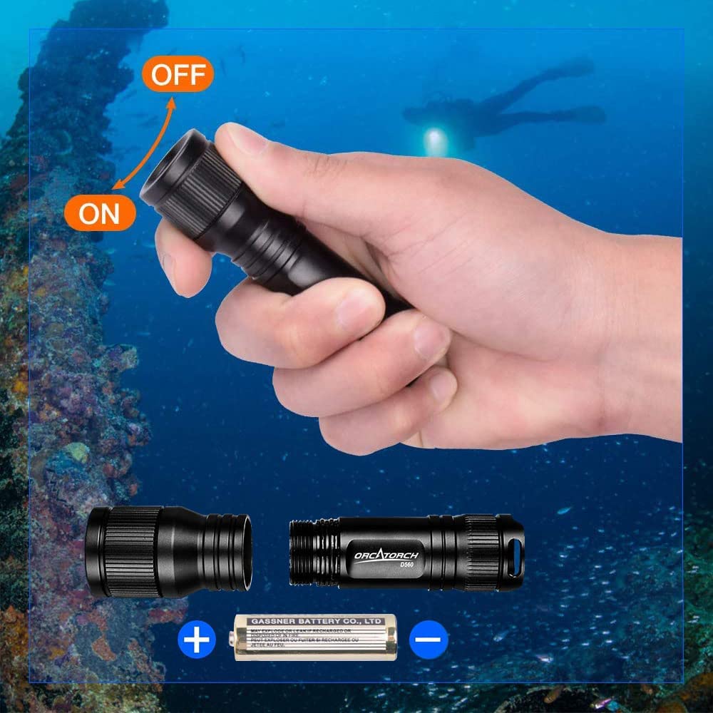 ORCATORCH D560 Mini Scuba Dive Light 630-Lumen Headlamp Underwater Flashlight