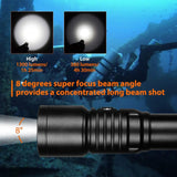 OrcaTorch D530 Scuba Diving Light 1300-Lumen 8 Degrees Narrow Beam Angle Underwater 150M Waterproof Torch Night Dive Flashlight